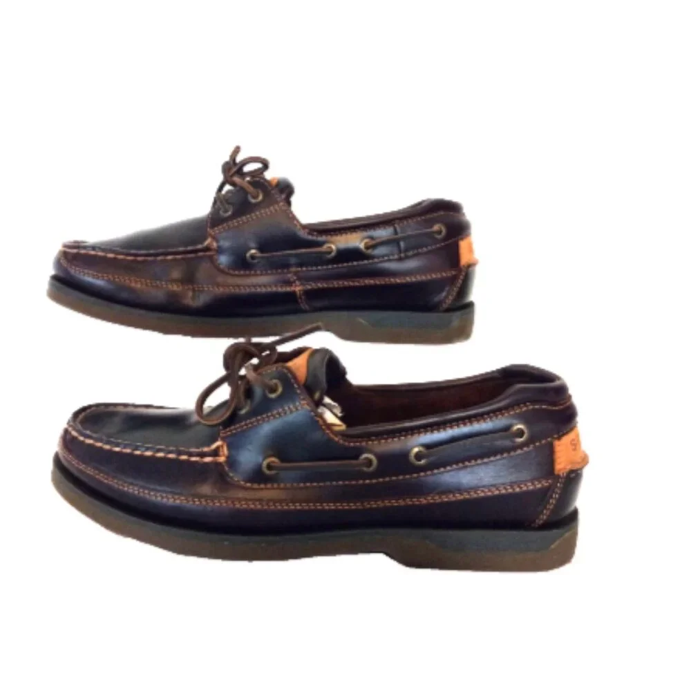Sperry Top-Sider Men’s 10 Amaretto Leather 2-Eye Boat Shoes Canoe Moc 0764027W